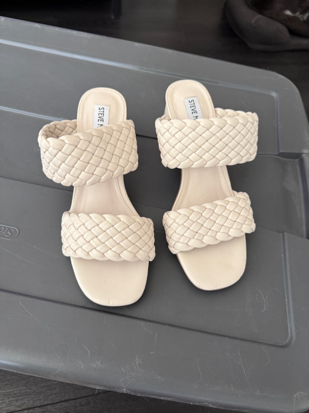 Steve Madden Braided Double-Strap Slide Sandals in Cream
